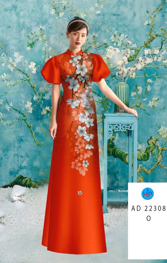 Vải Áo Dài Hoa In 3D AD 22308 11